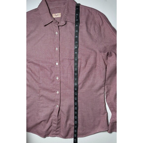 Vintage Ingram Italian Cotton Button Up Shirt Mens 48 Burgundy Geometric EU Made - Picture 10 of 16